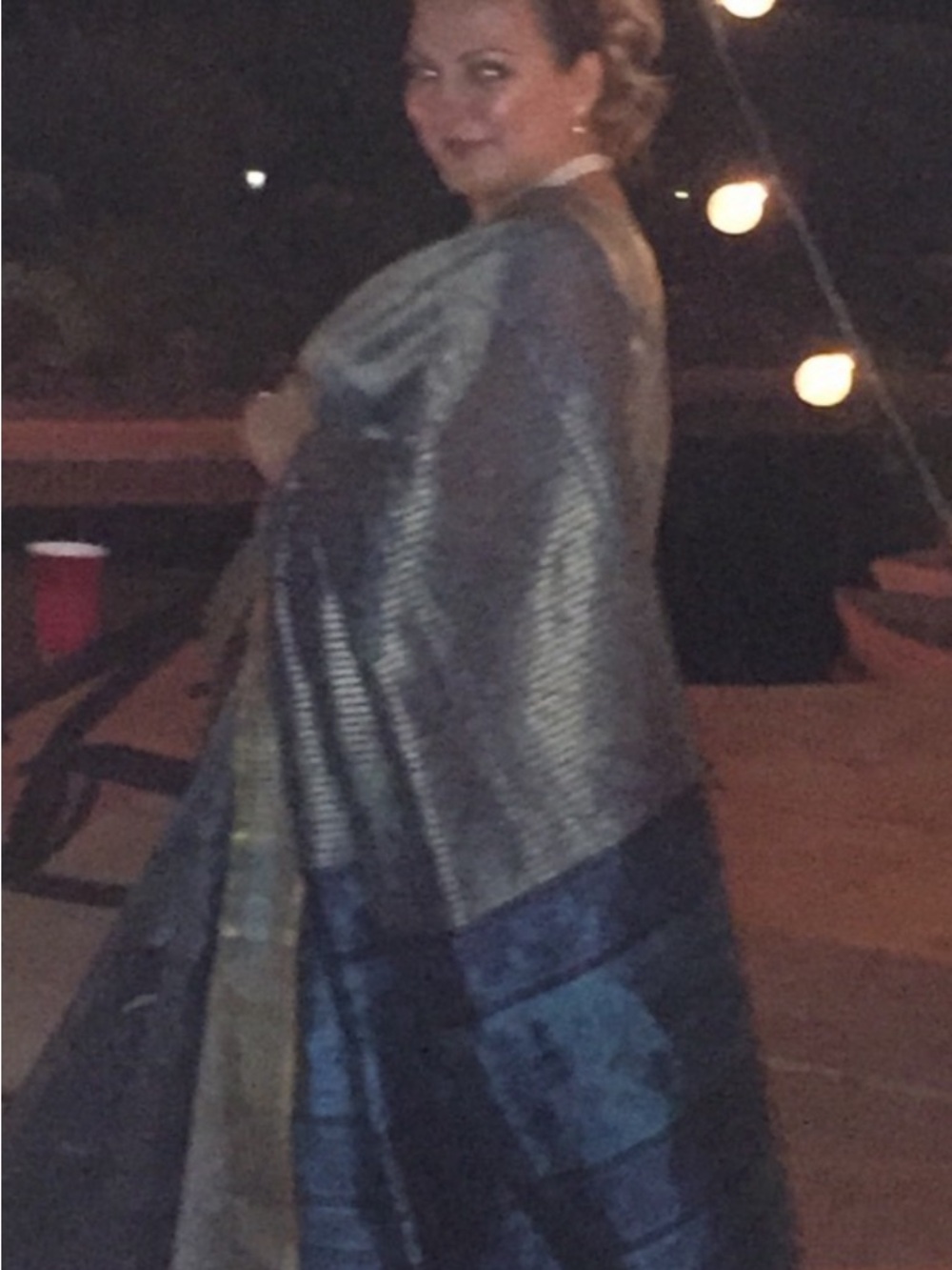 Saree- shimmery Metallic, blue and turquoise saree